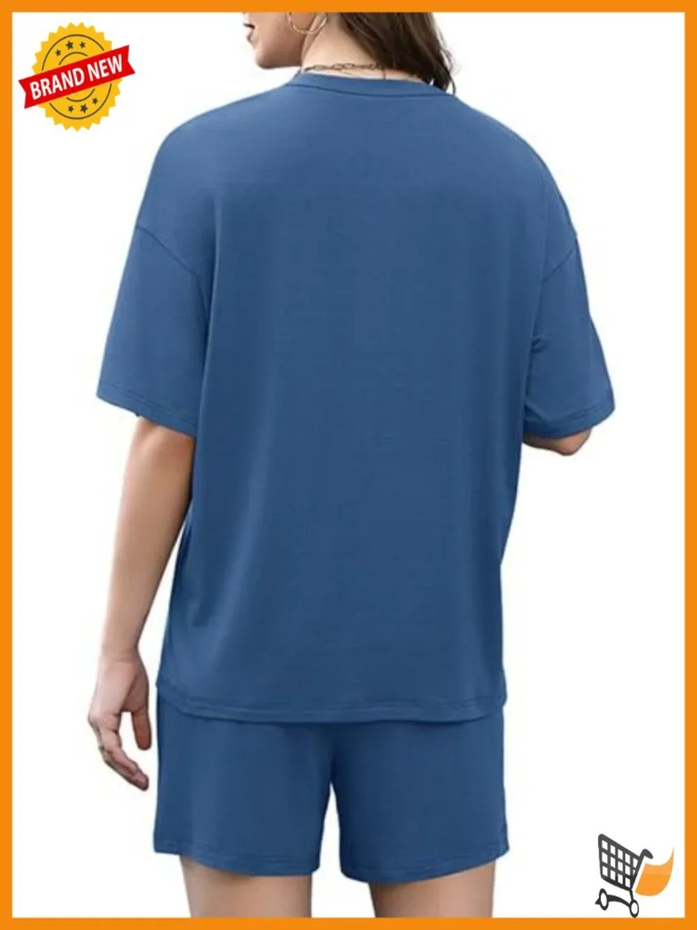 Women's 2 Piece Lounge Set - Short Sleeve V-Neck Top & Elastic Waist Shorts